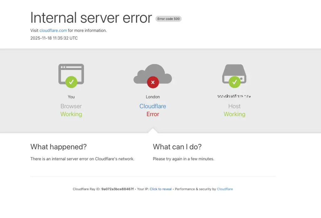 Cloudflare outage 18/11/2025